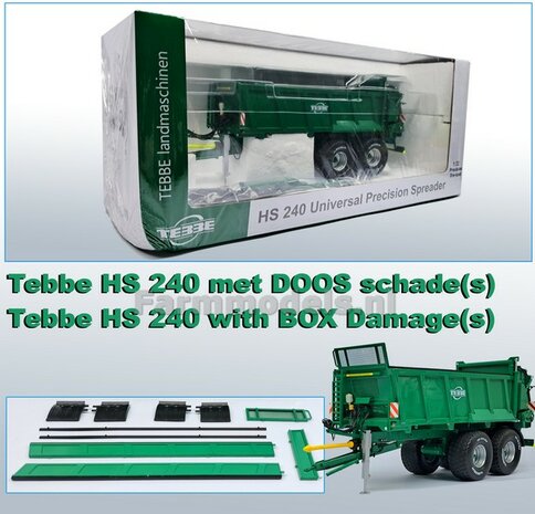 BOX DAMAGE: TEBBE HS 240 tandem asser mestverspreider met DOOS SCHADE(S), geleverd incl. div. losse assecoires 1:32  (geen retour mogelijk)  NB2B  