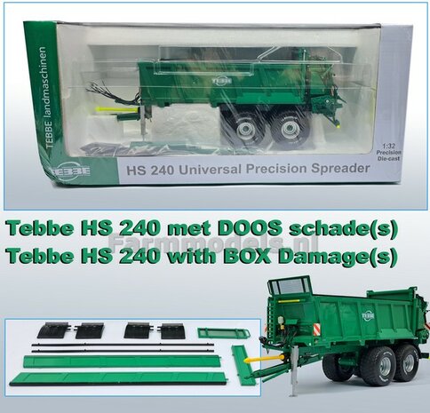 BOX DAMAGE: TEBBE HS 240 tandem asser mestverspreider met DOOS SCHADE(S), geleverd incl. div. losse assecoires 1:32  (geen retour mogelijk)  NB2B  