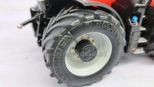 STEYR 6280 CVT UH: 2x Brede Banden &Oslash; 52.3 x 24.2 mm + ALU. Velgen STEYR WIT Gespoten 1:32 Farmmodels Custom Line Series  