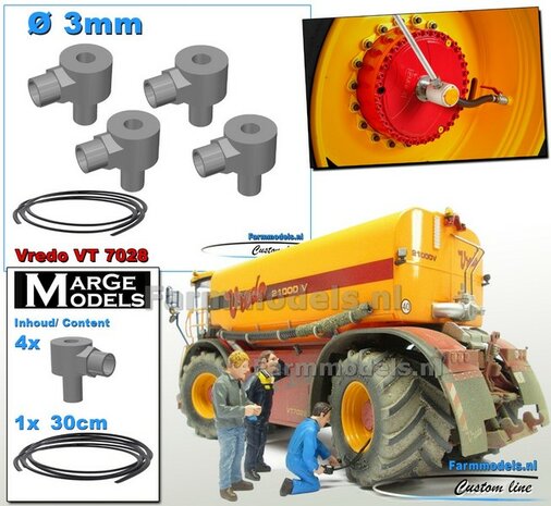 4x LUCHTDRUKWISSELSYSTEEM (VREDO) &Oslash; 3mm incl. 30 cm Zwarte luchtleiding, Items RESIN BLANK Geleverd 1:32