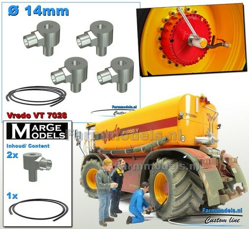 4x LUCHTDRUKWISSELSYSTEEM (VREDO) &Oslash; 3mm incl. 30 cm Zwarte luchtleiding, Items ALUMINIUM Gespoten geleverd 1:32