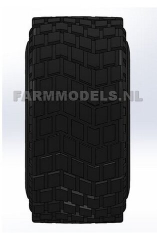 2x Michelin XS banden + ZWART GLANS gespoten velgen, &Oslash; 43 mm, geschikt voor Farmmodels/ ROS assen, 1:32