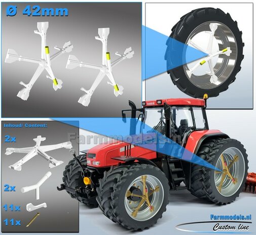 MOLCON 5-STER dubbellucht koppelsysteem &Oslash; 42mm. Materiaal Resin NEW HOLLAND WIT Gespoten  Universeel te gebruiken 1:32   