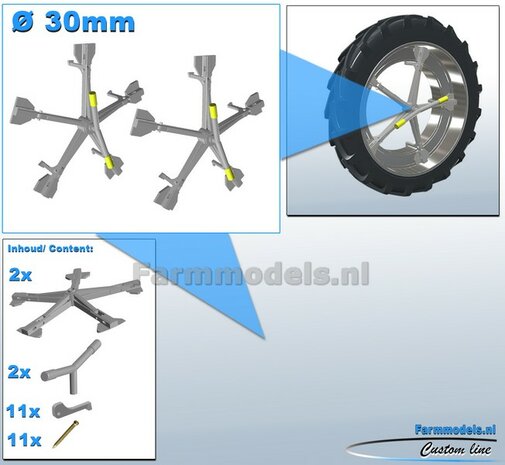 MOLCON 5-STER dubbellucht koppelsysteem &Oslash; 30mm. Materiaal RESIN, BLANK Geleverd  Universeel te gebruiken 1:32   