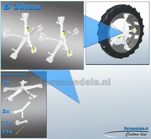 MOLCON 5-STER dubbellucht koppelsysteem &Oslash; 30mm. Materiaal Resin, NEW HOLLAND WIT Gespoten geleverd Universeel te gebruiken 1:32 