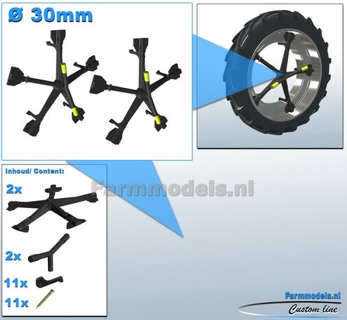 MOLCON 5-STER dubbellucht koppelsysteem &Oslash; 30mm. Materiaal Resin, ZWART GLANS Gespoten geleverd Universeel te gebruiken 1:32 