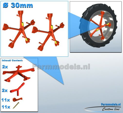 MOLCON 5-STER dubbellucht koppelsysteem &Oslash; 30mm. Materiaal Resin FENDT ROOD Gespoten  Universeel te gebruiken 1:32   