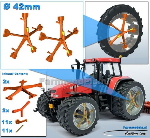 MOLCON 5-STER dubbellucht koppelsysteem &Oslash; 42mm. Materiaal Resin CLAAS ORANJE Gespoten  Universeel te gebruiken 1:32   