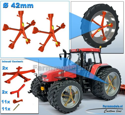 MOLCON 5-STER dubbellucht koppelsysteem &Oslash; 42mm. Materiaal Resin FENDT ROOD Gespoten  Universeel te gebruiken 1:32   