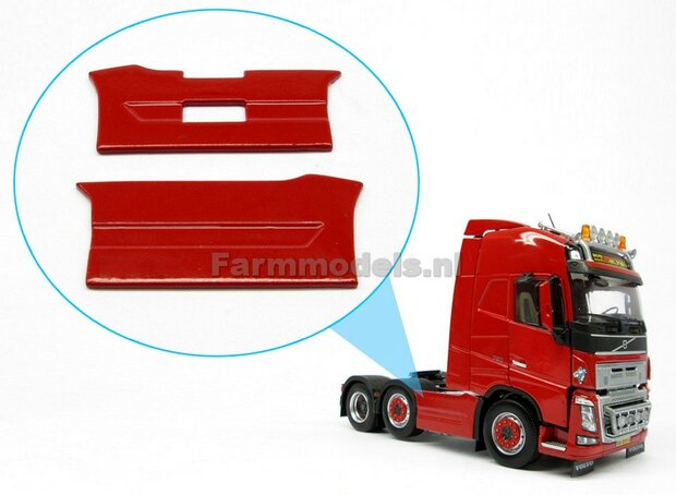 2x Sideskirt set ROOD voor Volvo FH16 6x4, kleur MM1811-03, 1:32      