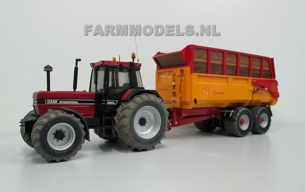 CASE IH 1455 SCHUCO: 2x Brede Banden &Oslash; 61 x 25 mm + ALU. velgen ALUMINIUM METALIC Gespoten geleverd 1:32 Farmmodels Custom Line Series 