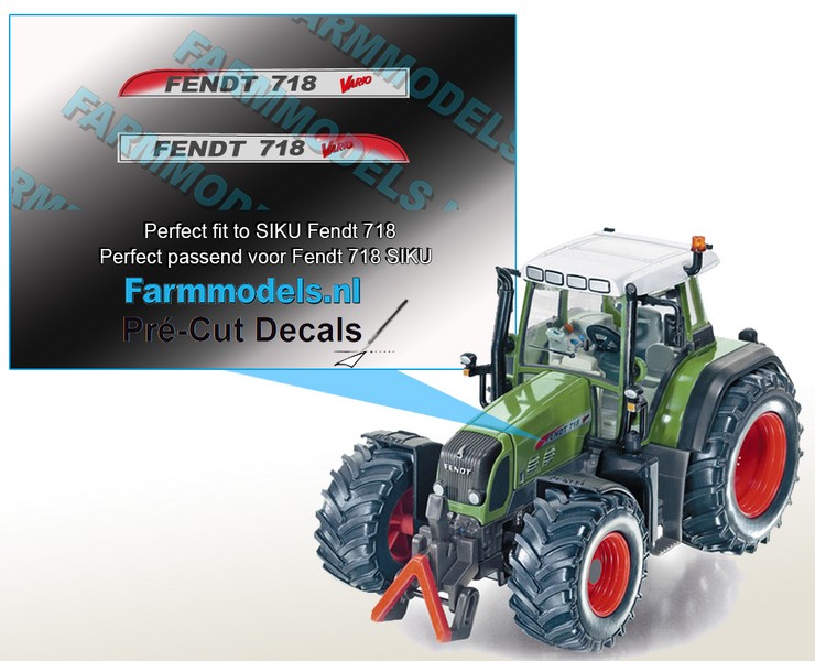 FENDT 718 Vario type + Vario logo stickers voor SIKU Fendt 718