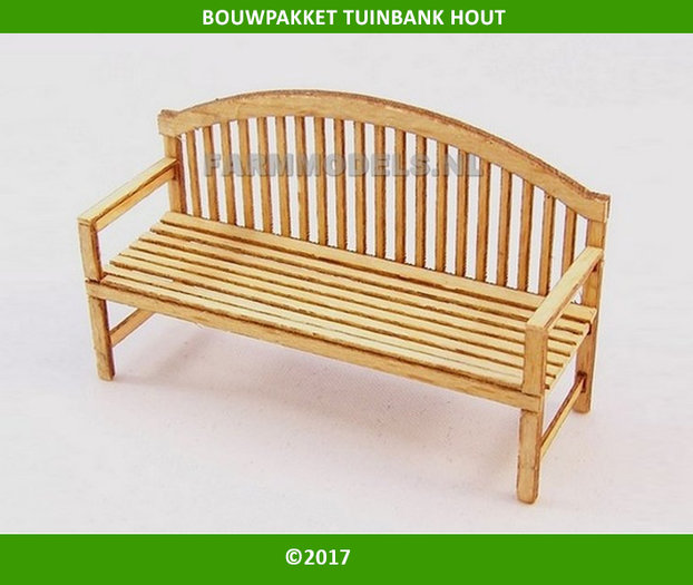 86126 Tuin bank hout bouwkit (PL427) Farmmodels Miniaturen